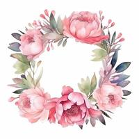 Watercolor floral wreath. Illustration photo