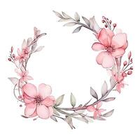 Watercolor floral wreath. Illustration photo