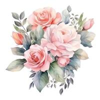 Rose watercolor bouquet. Illustration photo