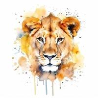 Lion watercolor head. Illustration photo