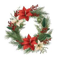 Watercolor Christmas wreath. Illustration photo