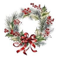 Merry Christmas wreath watercolor. Illustration photo