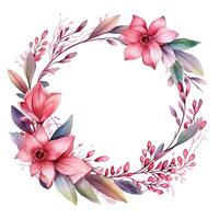 Watercolor floral wreath. Illustration photo