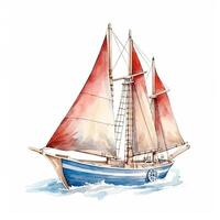 Watercolor boat. Illustration photo