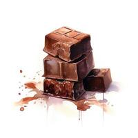 Watercolor sweet chocolate. Illustration photo