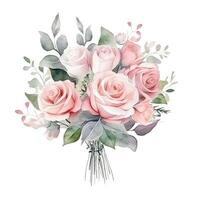 Rose watercolor bouquet. Illustration photo