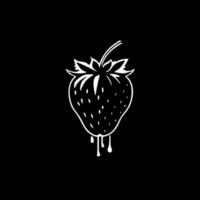 Strawberry, Black and White Vector illustration