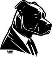 pitbull - negro y blanco aislado icono - vector ilustración