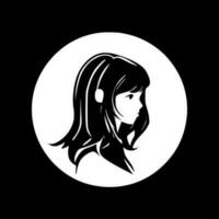 Girl - Black and White Isolated Icon - Vector illustration