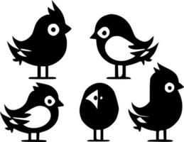 Chickens - Black and White Isolated Icon - Vector illustration