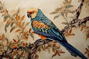 picture of parrot sitting on the branch photo