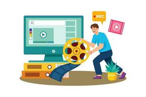 Video marketer optimizing video content for search engines. vector