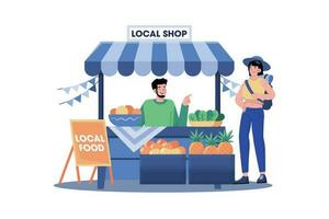 People enjoy local food and discover the local culture vector