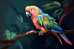 picture of parrot sitting on the branch photo