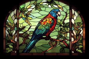 picture of parrot sitting on the branch photo
