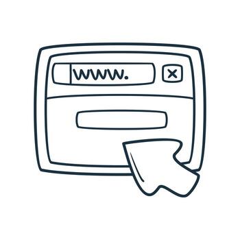 mano dibujado web página buscando icono en vector. garabatear web página buscando ilustración en vector. vector