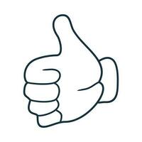 Vector doodle hand drawn thumbs up icon