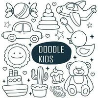 Vector hand drawn set of kids doodles