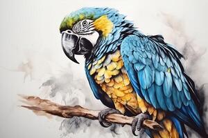 picture of parrot sitting on the branch photo