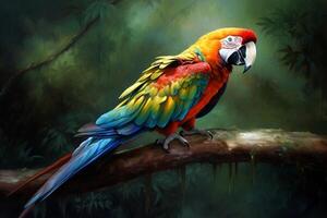 picture of parrot sitting on the branch photo