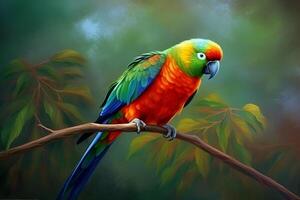 picture of parrot sitting on the branch photo