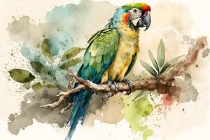 picture of parrot sitting on the branch photo