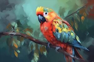 picture of parrot sitting on the branch photo
