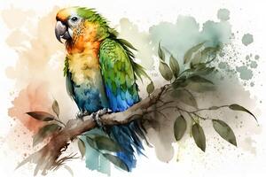 picture of parrot sitting on the branch photo