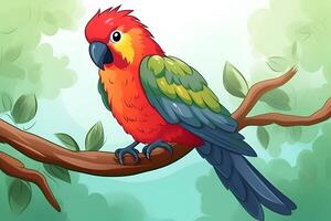 picture of parrot sitting on the branch photo