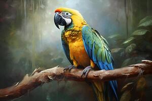 picture of parrot sitting on the branch photo