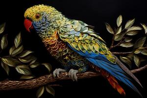 picture of parrot sitting on the branch photo