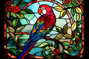 picture of parrot sitting on the branch photo