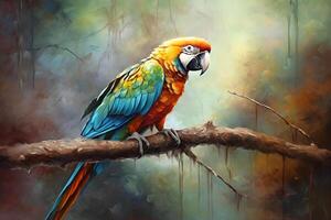 picture of parrot sitting on the branch photo