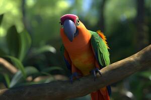 picture of parrot sitting on the branch photo