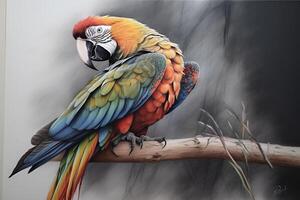 picture of parrot sitting on the branch photo
