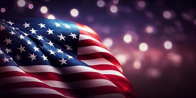 American flag ,United States of America. National holiday U.S. Independence Day, Memorial Day and Happy martin luther king day. USA flag with bokeh background. . photo