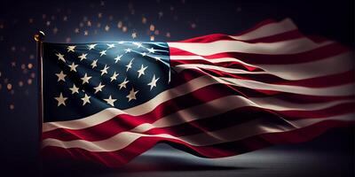 American flag ,United States of America. National holiday U.S. Independence Day, Memorial Day and Happy martin luther king day. USA flag with bokeh background. . photo