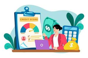 Credit scores determine the creditworthiness of borrowers to lenders. vector