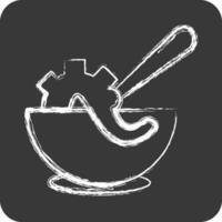 Icon Seafood Soup. suitable for seafood symbol. chalk Style. simple design editable. design template vector