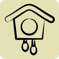 Icon Cuckoo Clock. suitable for education symbol. hand drawn style. simple design editable. design template vector