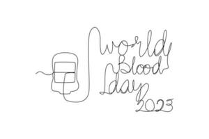 Continuous one line drawing World blood day concept. Single line draw design vector graphic illustration.