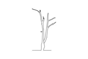 Continuous one-line drawing tree without leaves. Tree concept single line drawing design graphic vector illustration