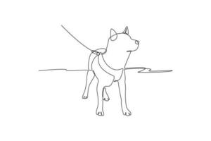 Single one-line drawing cute pet dog. Urban pet concept. Continuous line draw design graphic vector illustration.