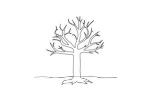 continuo una línea dibujo árido árbol sin hojas. árbol concepto soltero línea dibujo diseño gráfico vector ilustración