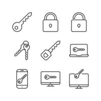 Editable Set Icon of Key Protection, Vector illustration isolated on white background. using for Presentation, website or mobile app