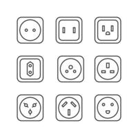 Editable Set Icon of Electric Socket, Vector illustration isolated on white background. using for Presentation, website or mobile app