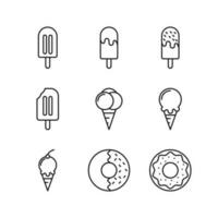 editable conjunto icono de postre hielo crema, vector ilustración aislado en blanco antecedentes. utilizando para presentación, sitio web o móvil aplicación