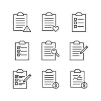 Editable Set Icon of Report Paper Clipboard, Vector illustration isolated on white background. using for Presentation, website or mobile app