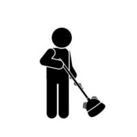 Cleaner Cleaning and Washing House Pictogram, stick figure. cleaning illustration vector
