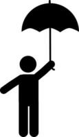 People with umbrellas. stick figure. pictogram rained on vector